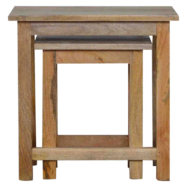 Farmhouse Country Style Stool - Solid Mango Wood Accent Seating - product view 5 showing handcrafted solid mango wood stool