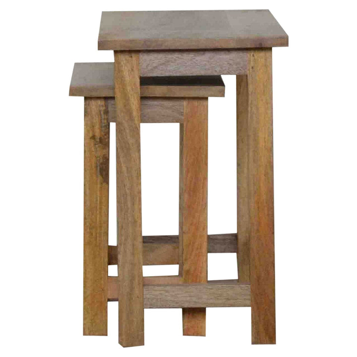 Farmhouse Country Style Stool - Solid Mango Wood Accent Seating - product view 4 showing handcrafted solid mango wood stool