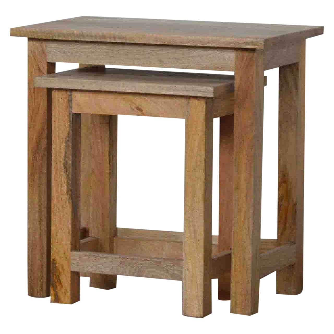 Farmhouse Country Style Stool - Solid Mango Wood Accent Seating - main view showing handcrafted solid mango wood stool