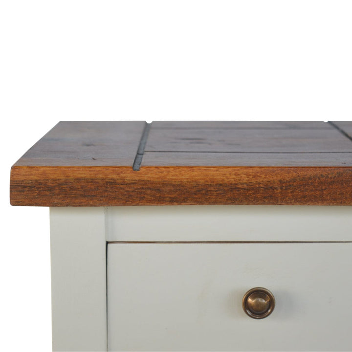 Farmhouse Country Two Tone Entryway Bench - Solid Mango Wood Seating Furniture for Entryway - product view 8 showing...