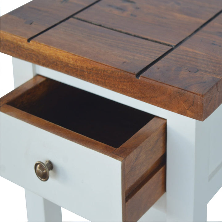 Farmhouse Country Two Tone Entryway Bench - Solid Mango Wood Seating Furniture for Entryway - product view 5 showing...