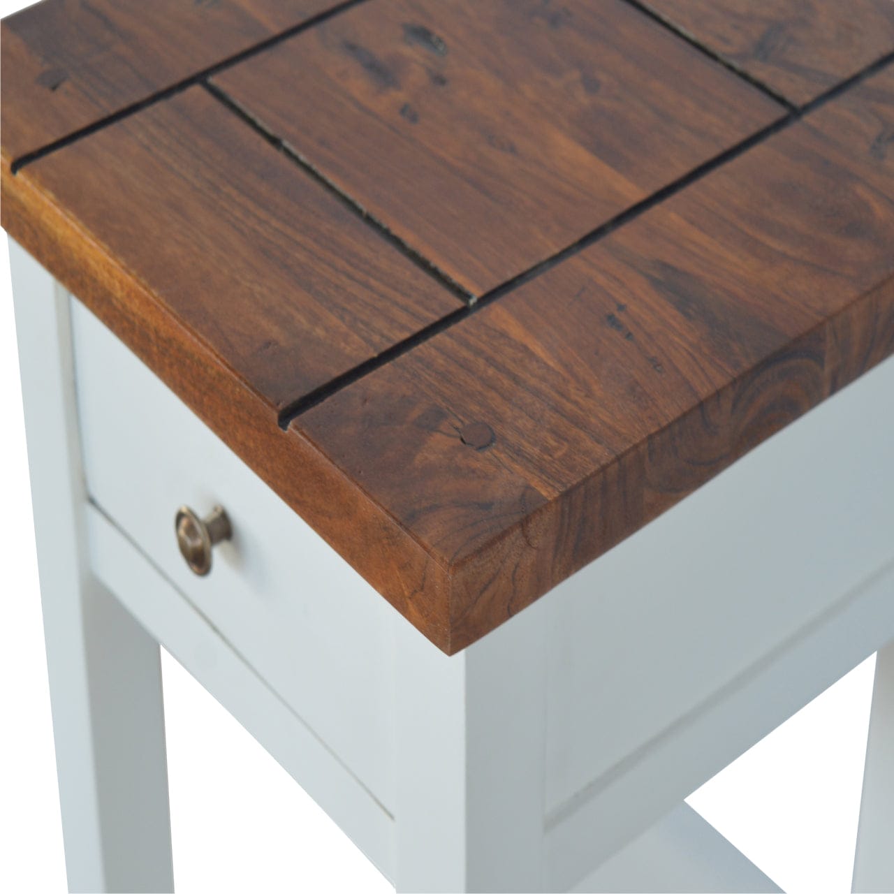 Farmhouse Country Two Tone Entryway Bench - Solid Mango Wood Seating Furniture for Entryway - product view 4 showing...