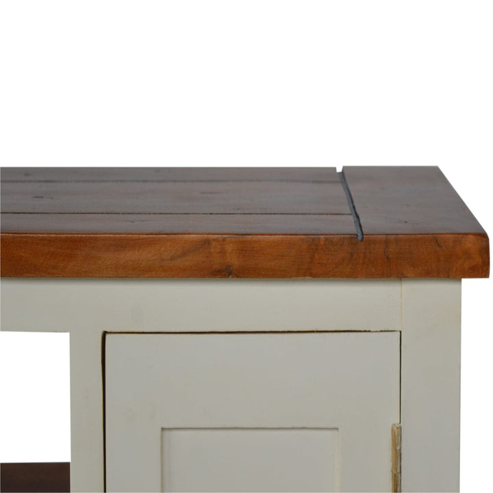 Farmhouse Country Two Tone TV Stand - Solid Mango Wood Entertainment Center for Living Room - product view 7 showing...