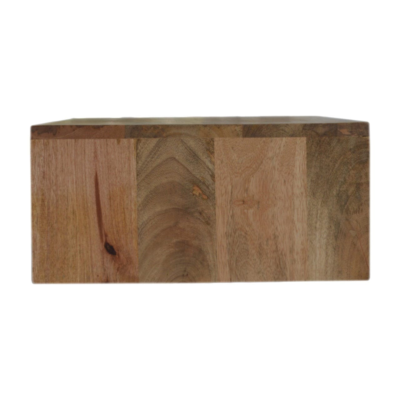 Floating Cement Brass Inlay Nightstand - Solid Mango Wood Bedside Table for Bedroom - product view 6 showing handcrafted...