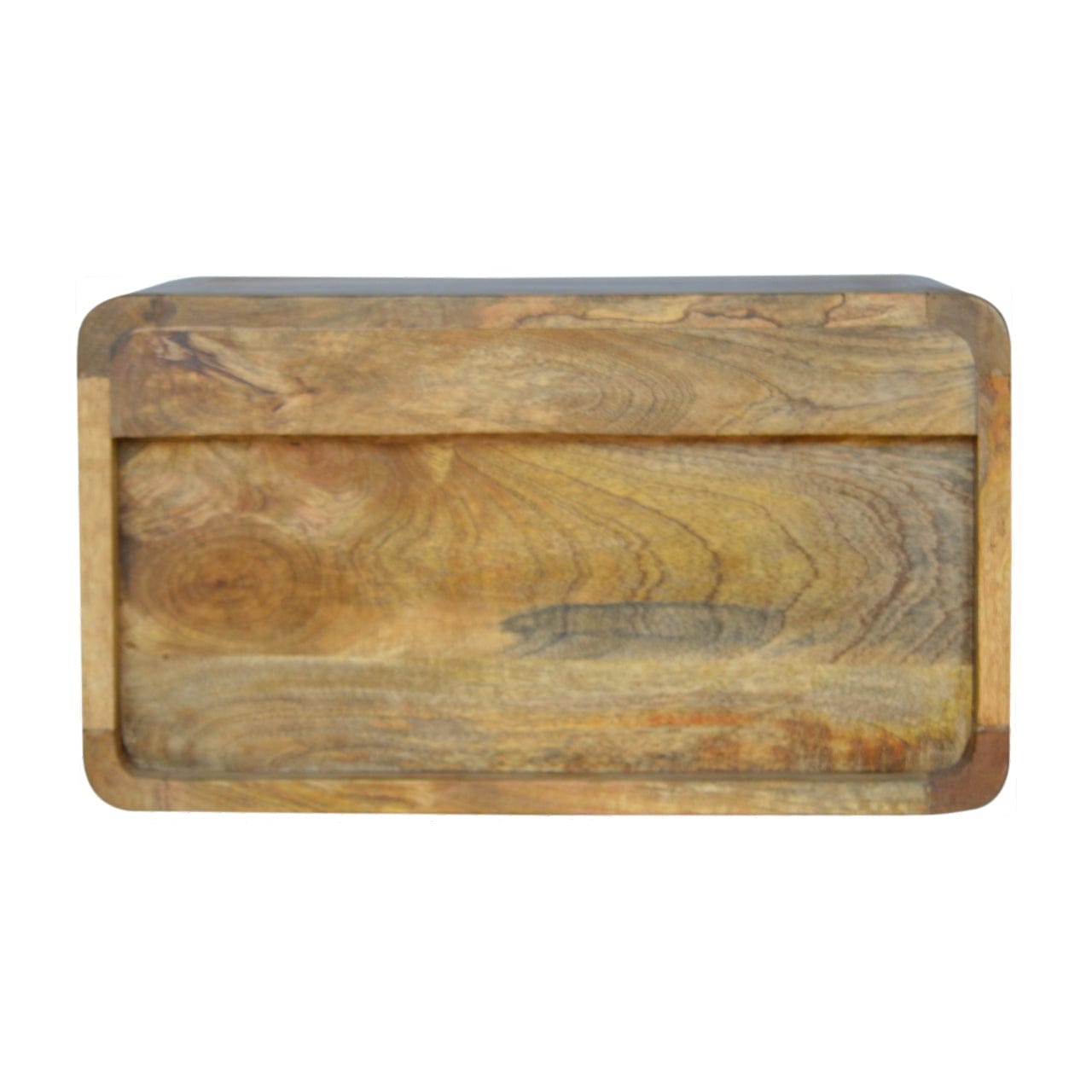 Floating Curve Open Slot Nightstand - Solid Mango Wood Bedside Table for Bedroom - product view 7 showing handcrafted...