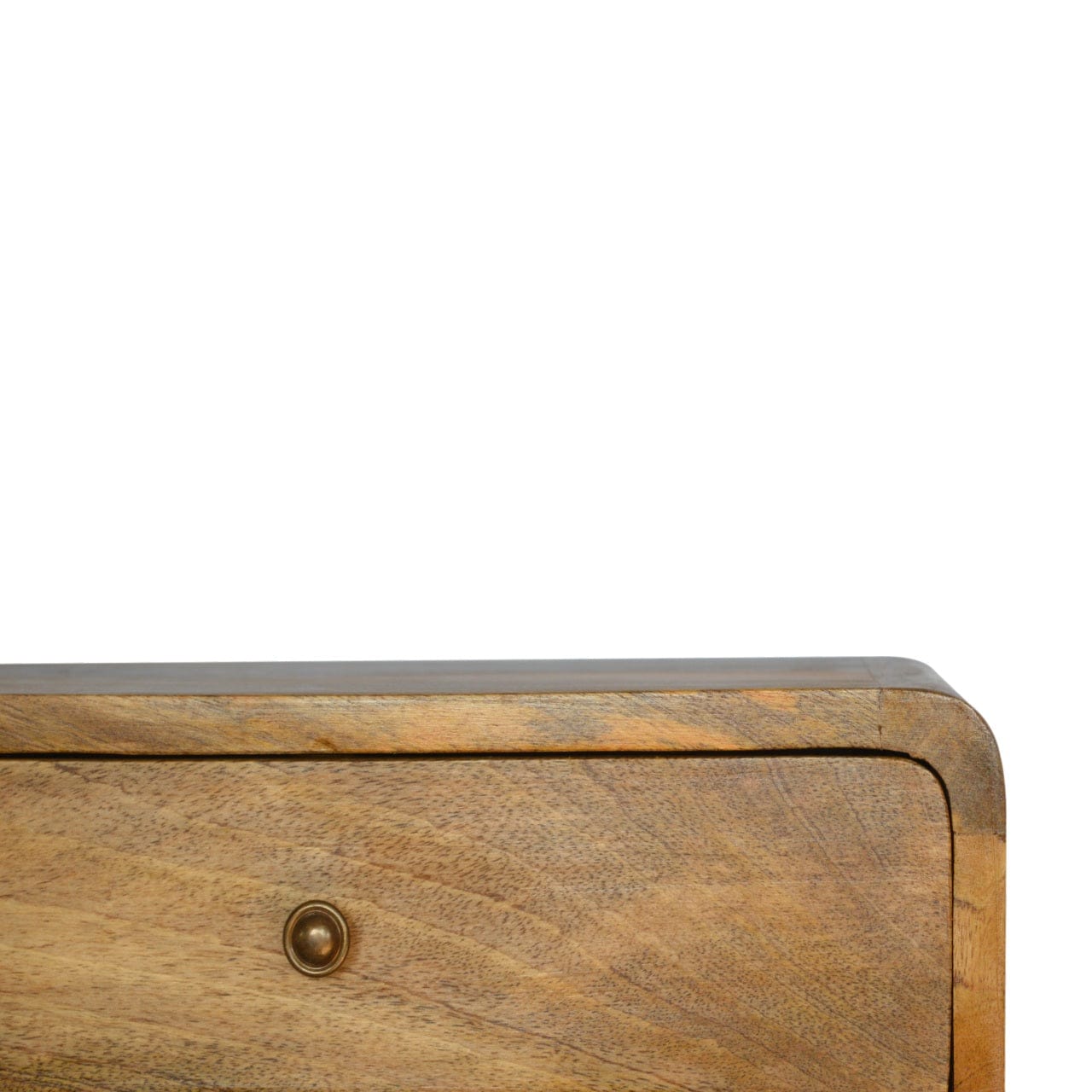 Floating Curve Open Slot Nightstand - Solid Mango Wood Bedside Table for Bedroom - product view 5 showing handcrafted...