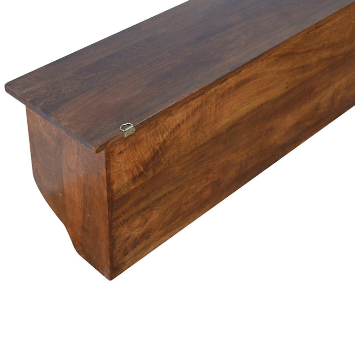 Floating Hook Storage Unit - Solid Mango Wood Shelving System for Living Room - product view 5 showing handcrafted solid...