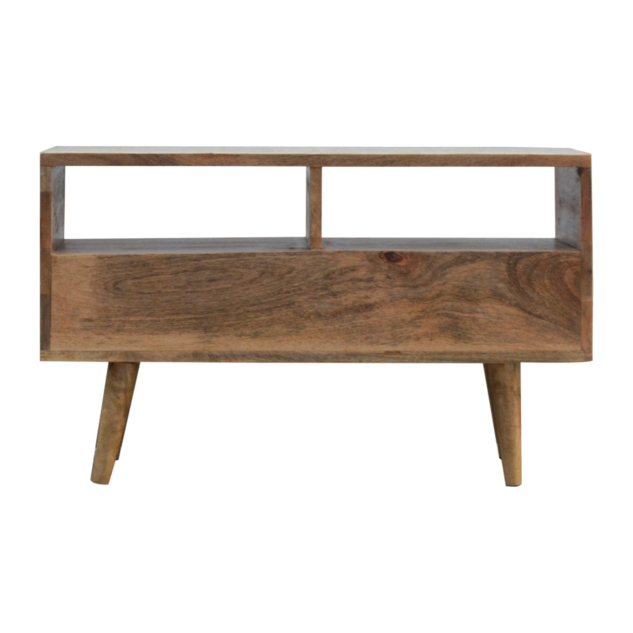 Floral Bone Inlay TV Stand - Solid Mango Wood Entertainment Center for Living Room - product view 8 showing handcrafted...