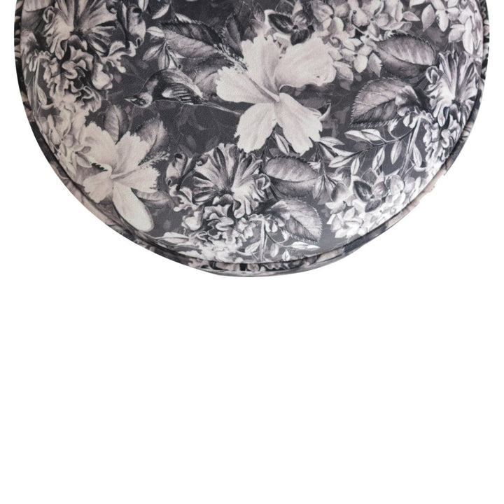 Floral Print Footstool - Solid Mango Wood Accent Stool for Living Room - product view 7 showing handcrafted solid mango...