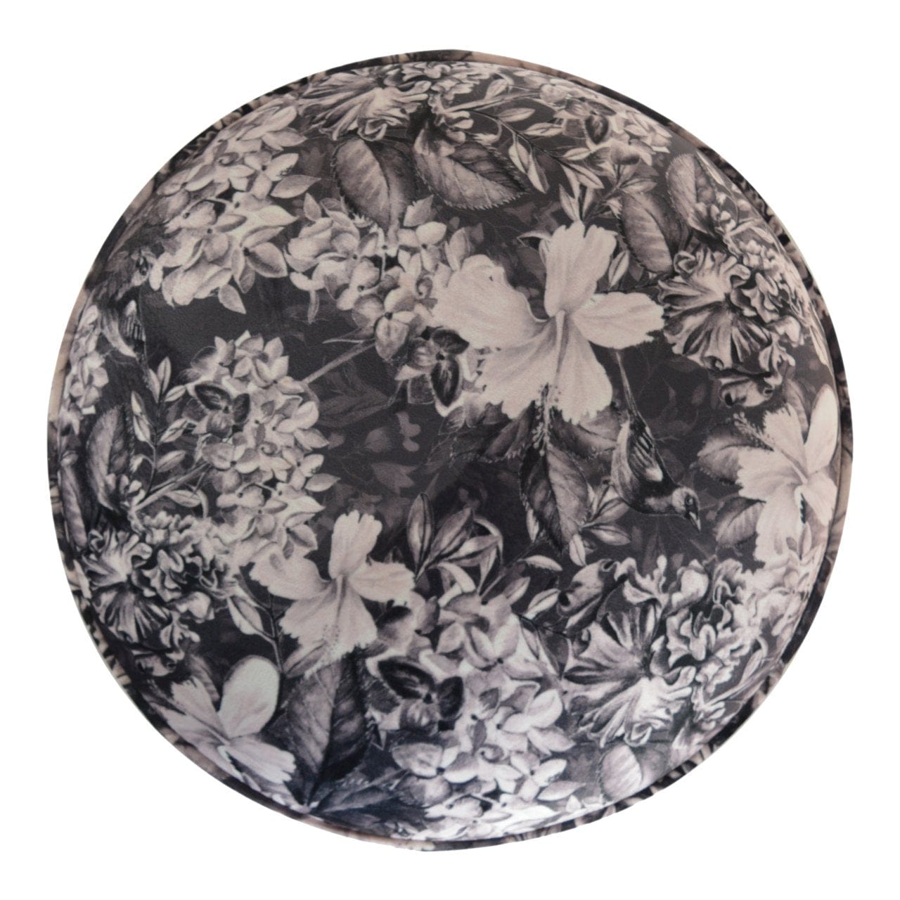 Floral Print Footstool - Solid Mango Wood Accent Stool for Living Room - product view 4 showing handcrafted solid mango...