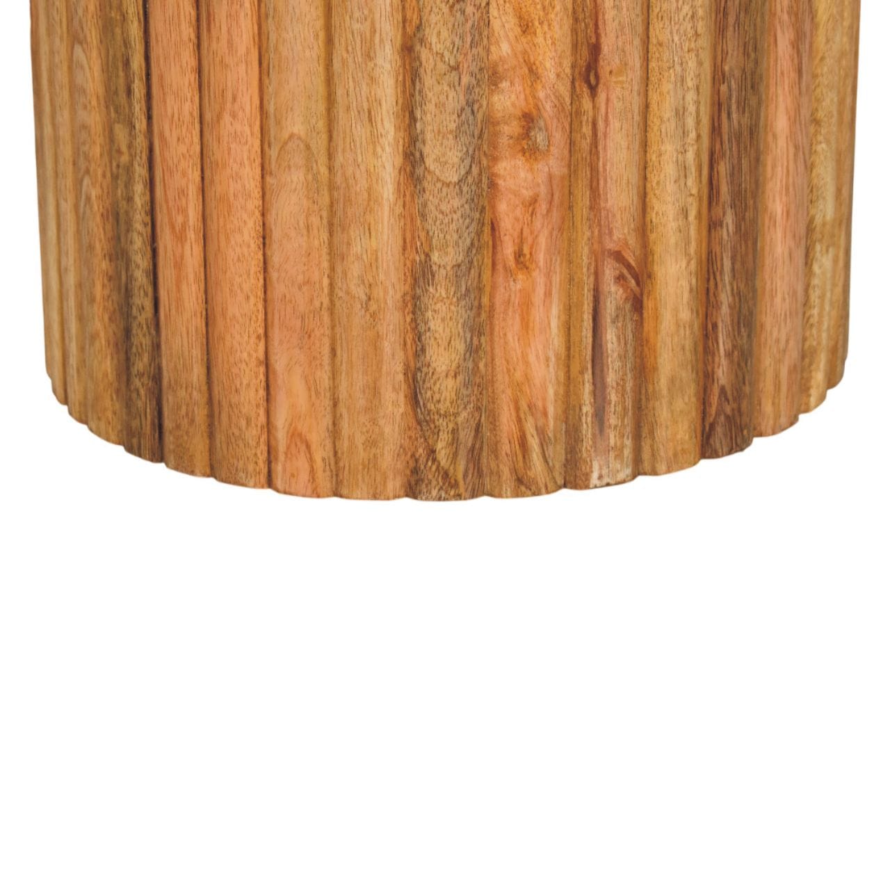 Fluted Marble End Table - Solid Mango Wood Side Table for Living Room - product view 8 showing handcrafted solid mango...