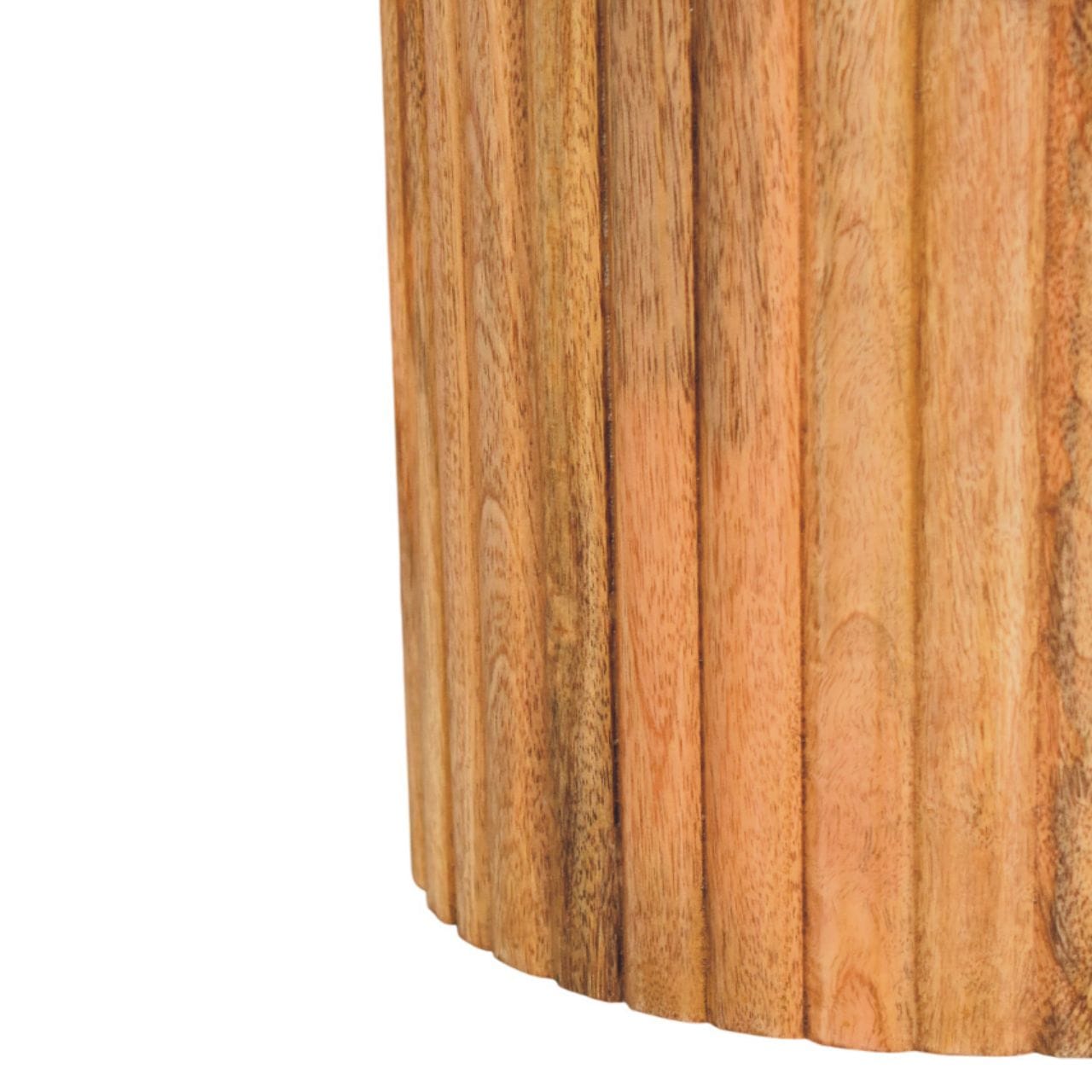 Fluted Marble End Table - Solid Mango Wood Side Table for Living Room - product view 7 showing handcrafted solid mango...