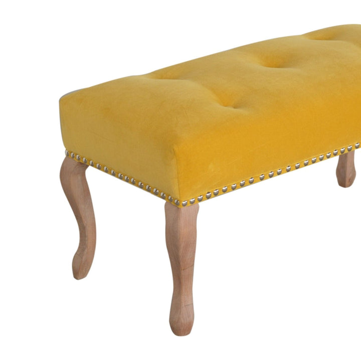 French Style Bench - Solid Mango Wood Seating Furniture for Entryway - product view 5 showing handcrafted solid mango...