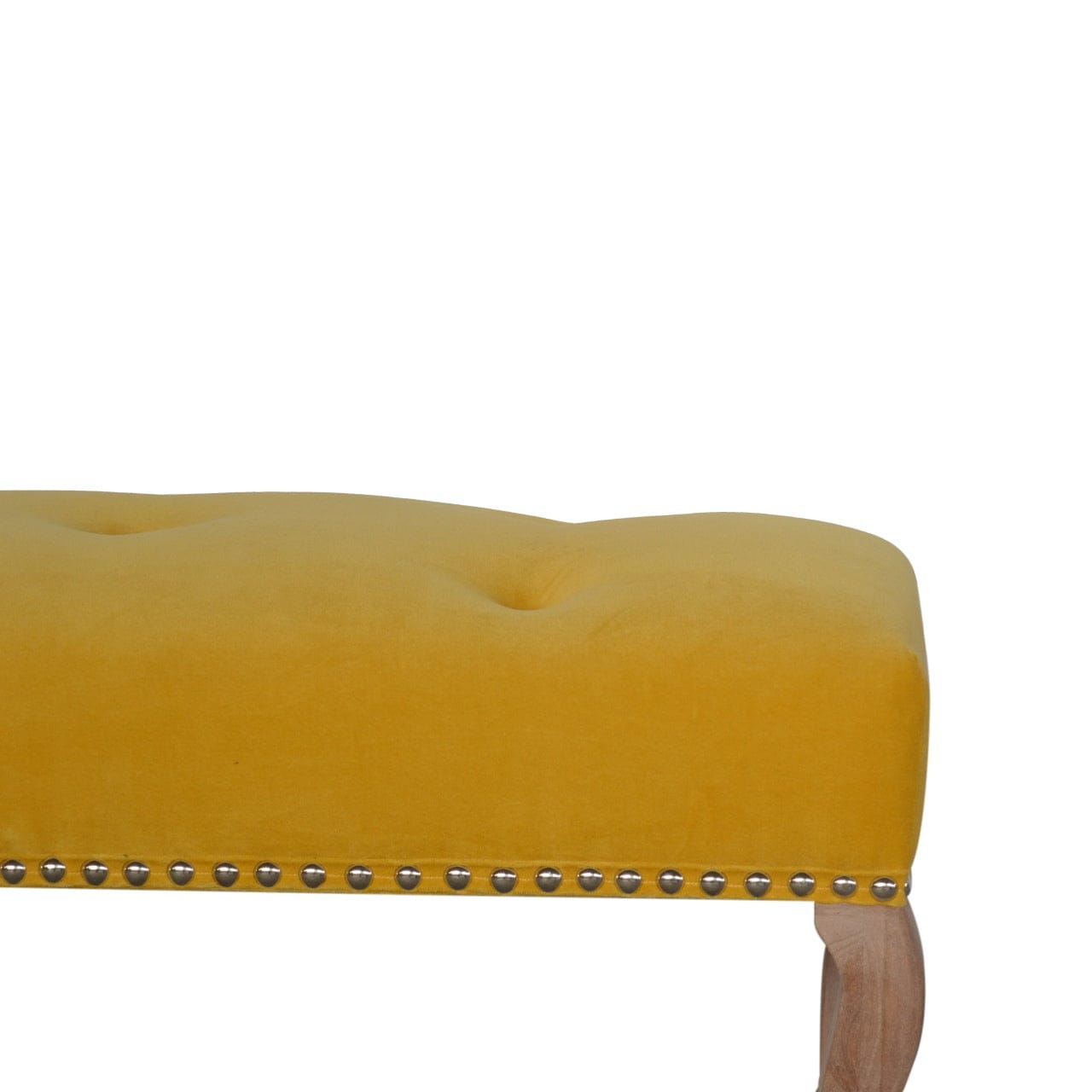 French Style Bench - Solid Mango Wood Seating Furniture for Entryway - product view 4 showing handcrafted solid mango...
