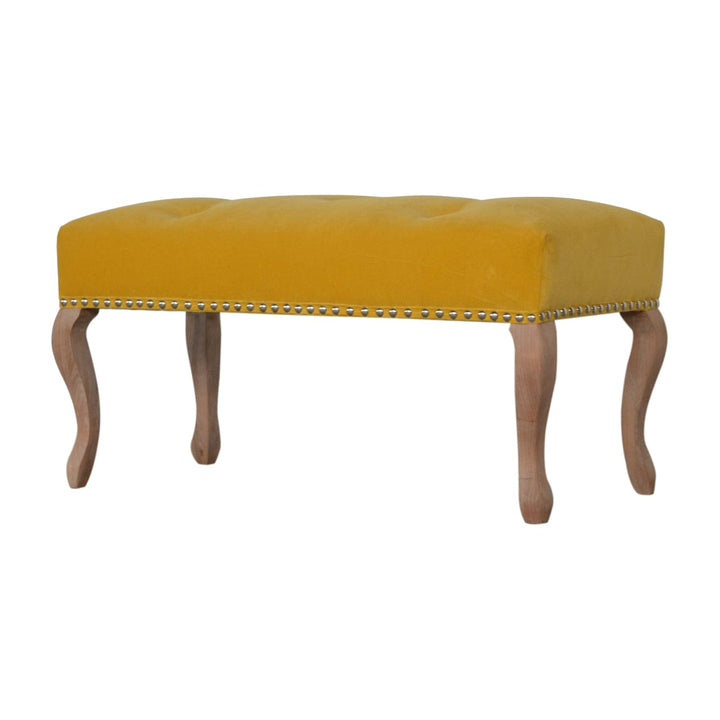 French Style Bench - Solid Mango Wood Seating Furniture for Entryway - product view 3 showing handcrafted solid mango...