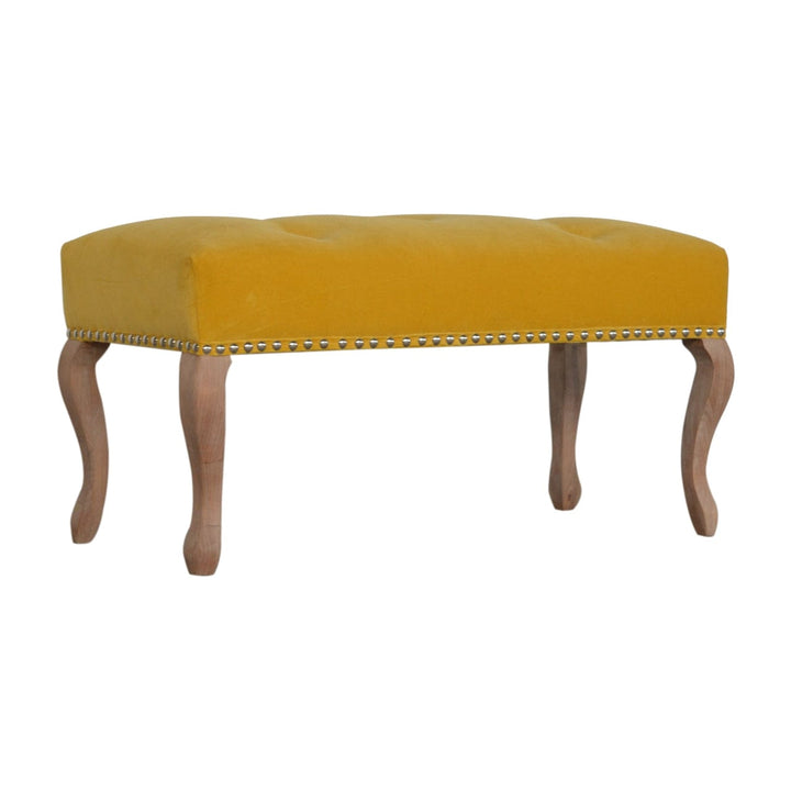 French Style Bench - Solid Mango Wood Seating Furniture for Entryway - product view 2 showing handcrafted solid mango...
