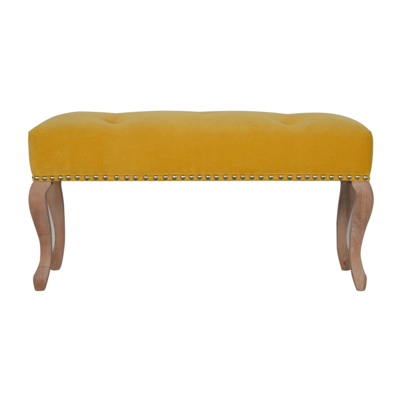 French Style Bench - Solid Mango Wood Seating Furniture for Entryway - main view showing handcrafted solid mango wood bench
