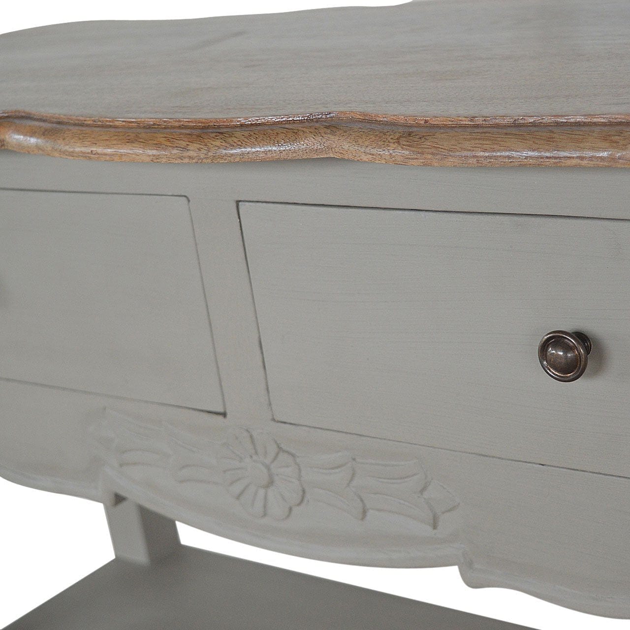 French Style Console Table - Solid Mango Wood Hallway Console for Entryway - product view 7 showing handcrafted solid...