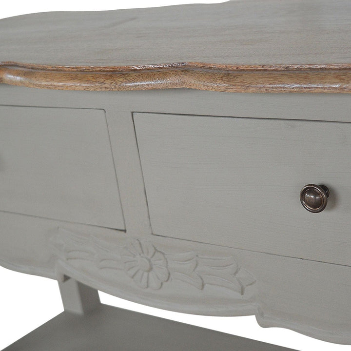 French Style Console Table - Solid Mango Wood Hallway Console for Entryway - product view 7 showing handcrafted solid...