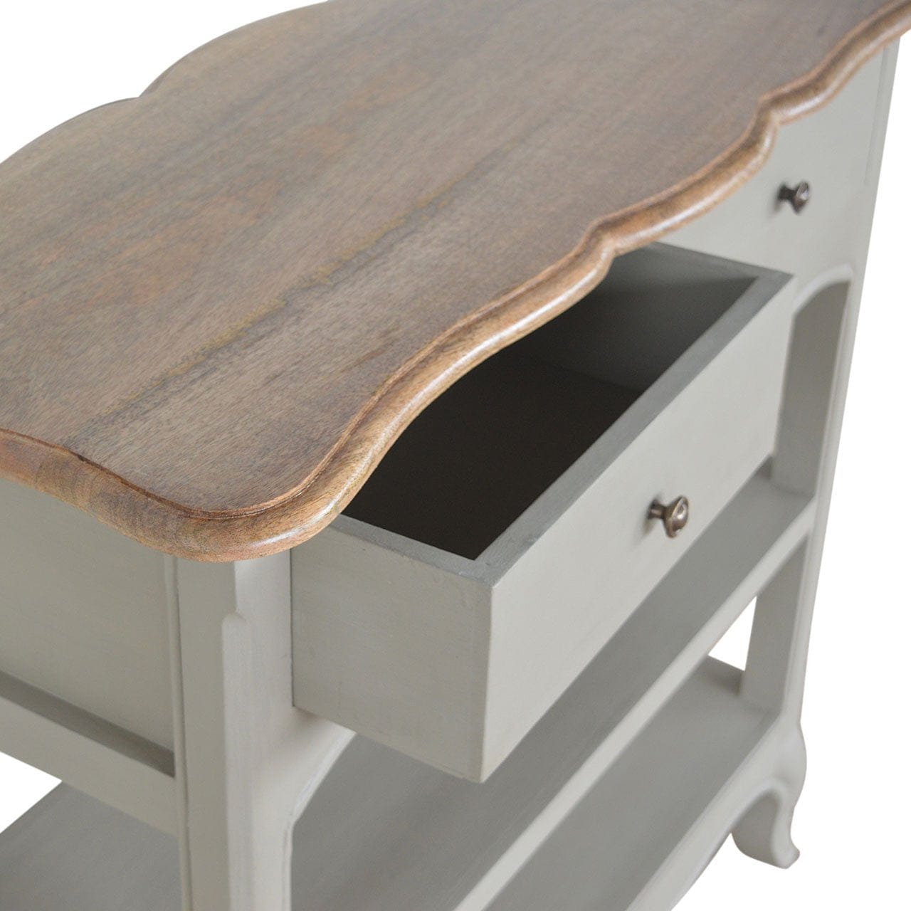 French Style Console Table - Solid Mango Wood Hallway Console for Entryway - product view 4 showing handcrafted solid...