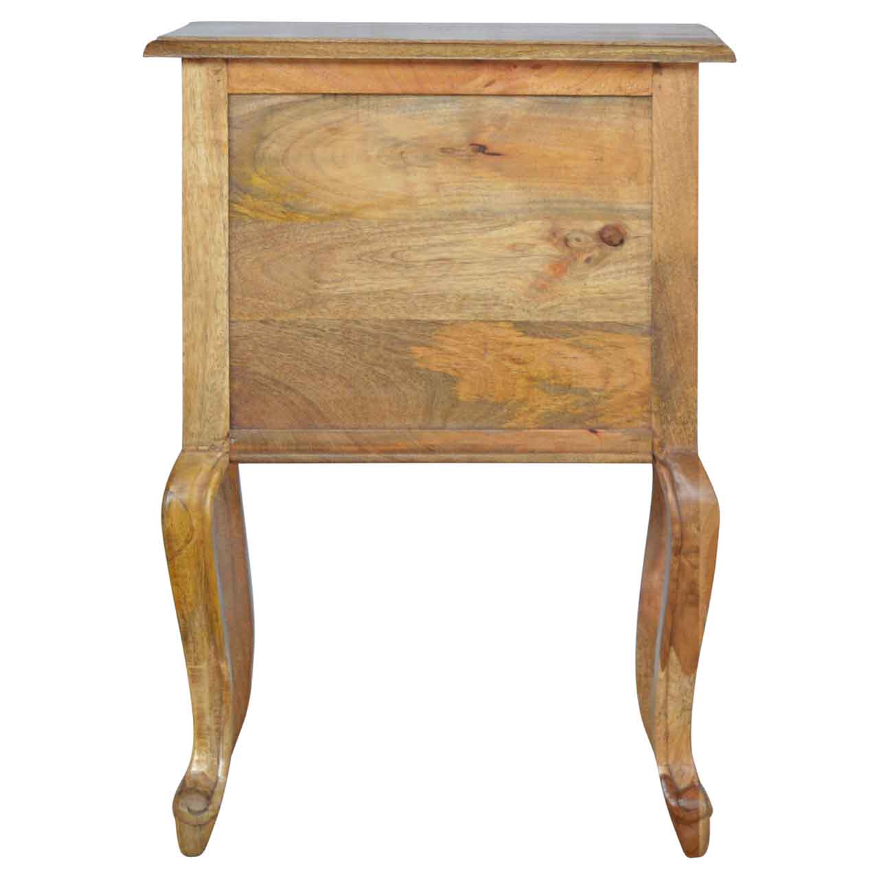 French Style Nightstand - Solid Mango Wood Bedside Table for Bedroom - product view 5 showing handcrafted solid mango...