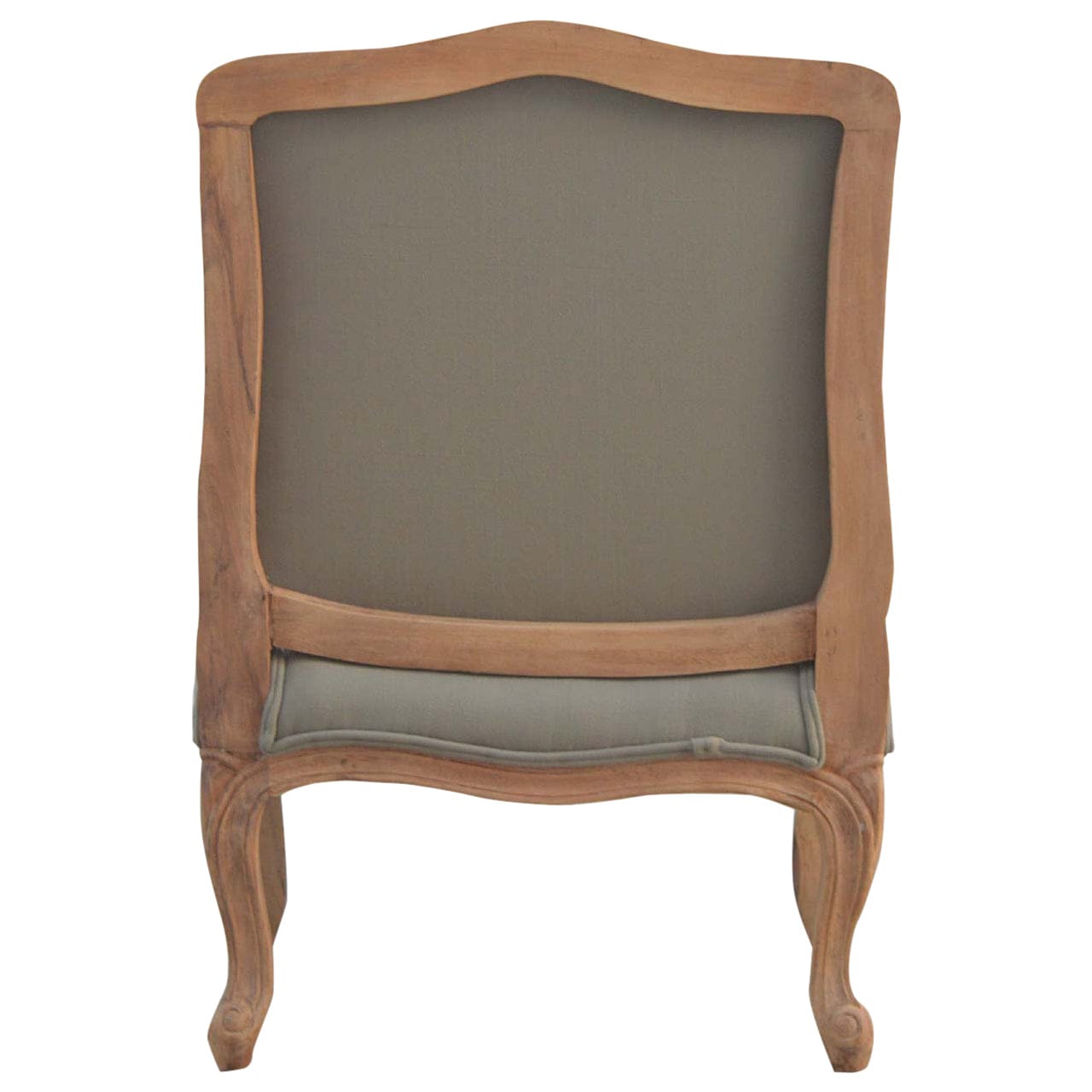 French Style Upholstered Armchair - Solid Mango Wood Accent Chair for Living Room - product view 8 showing handcrafted...