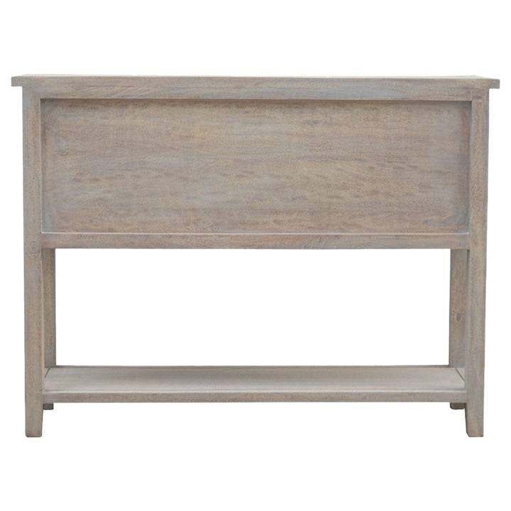 Functional 2 Door 4 Drawer Glazed Console - Entryway & Hallway Table in Solid Mango Wood - product view 7 showing...