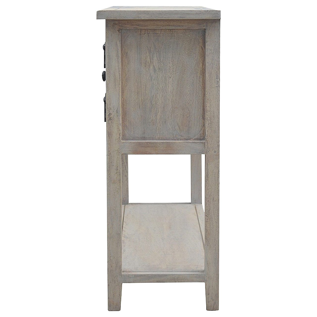 Functional 2 Door 4 Drawer Glazed Console - Entryway & Hallway Table in Solid Mango Wood - product view 6 showing...