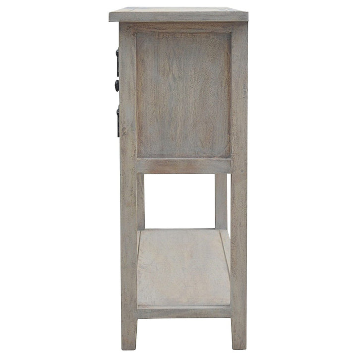 Functional 2 Door 4 Drawer Glazed Console - Entryway & Hallway Table in Solid Mango Wood - product view 6 showing...