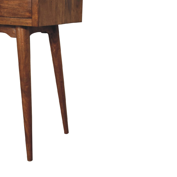 Functional 3 Drawer Chestnut Console Table - Entryway & Hallway Table in Solid Mango Wood - product view 8 showing...