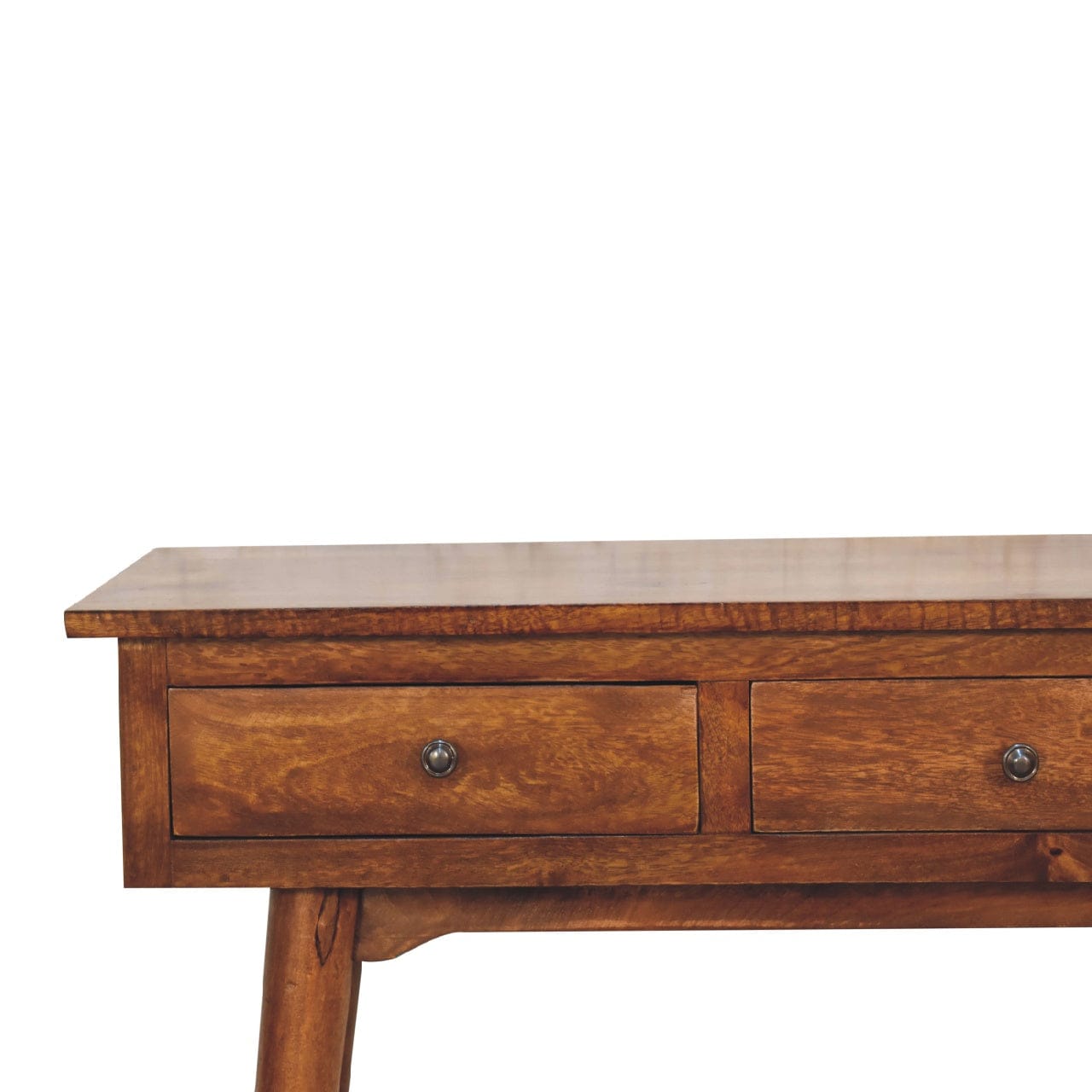 Functional 3 Drawer Chestnut Console Table - Entryway & Hallway Table in Solid Mango Wood - product view 5 showing...