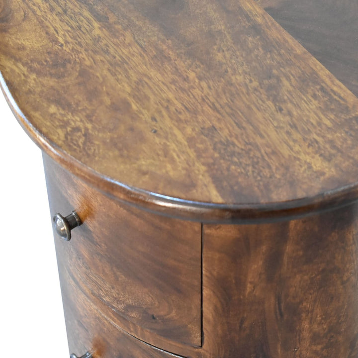 Functional Chestnut Drum End Table - Solid Mango Wood Side Table - product view 6 showing handcrafted solid mango wood...