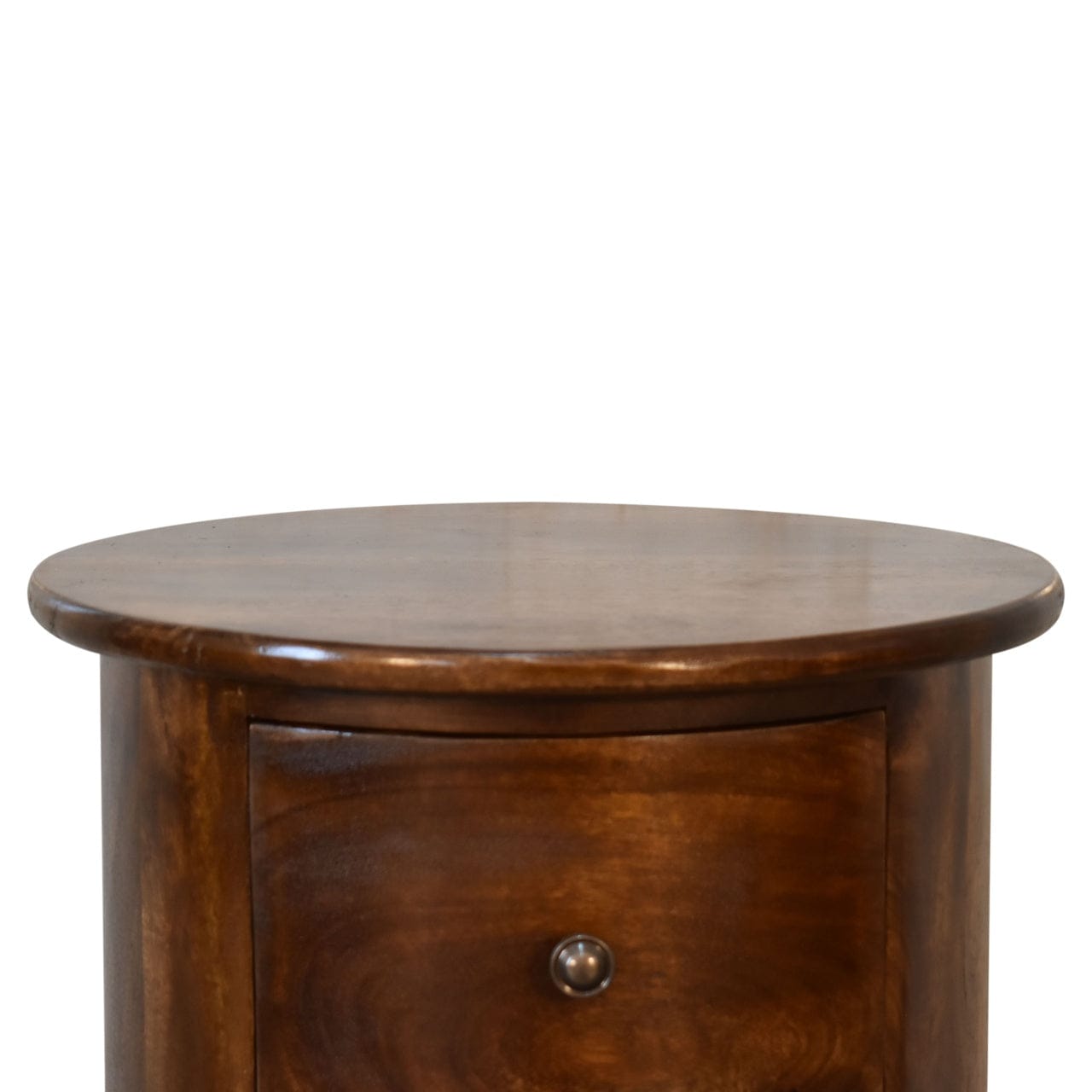 Functional Chestnut Drum End Table - Solid Mango Wood Side Table - product view 5 showing handcrafted solid mango wood...