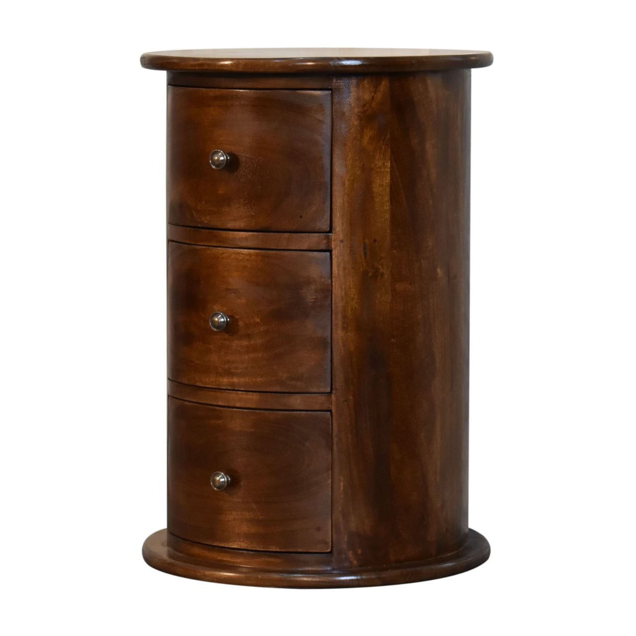 Functional Chestnut Drum End Table - Solid Mango Wood Side Table - product view 4 showing handcrafted solid mango wood...