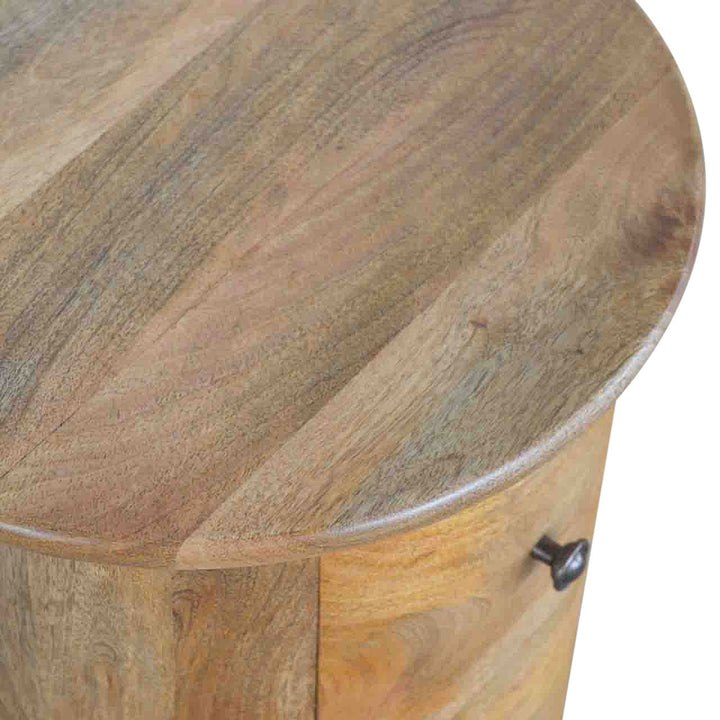 Functional 3 Drawer Drum Table - Solid Mango Wood End Tble - product view 9 showing handcrafted solid mango wood furniture
