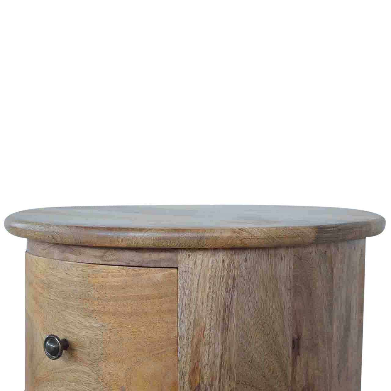 Functional 3 Drawer Drum Table - Solid Mango Wood End Tble - product view 8 showing handcrafted solid mango wood furniture