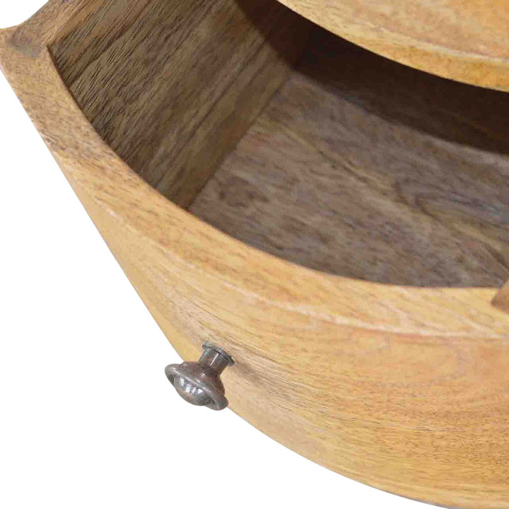 Functional 3 Drawer Drum Table - Solid Mango Wood End Tble - product view 6 showing handcrafted solid mango wood furniture