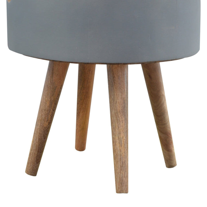 Functional 3 Drawer Grey Paint Nightstand - Solid Mango Wood Bedside Table for Bedroom - product view 6 showing...