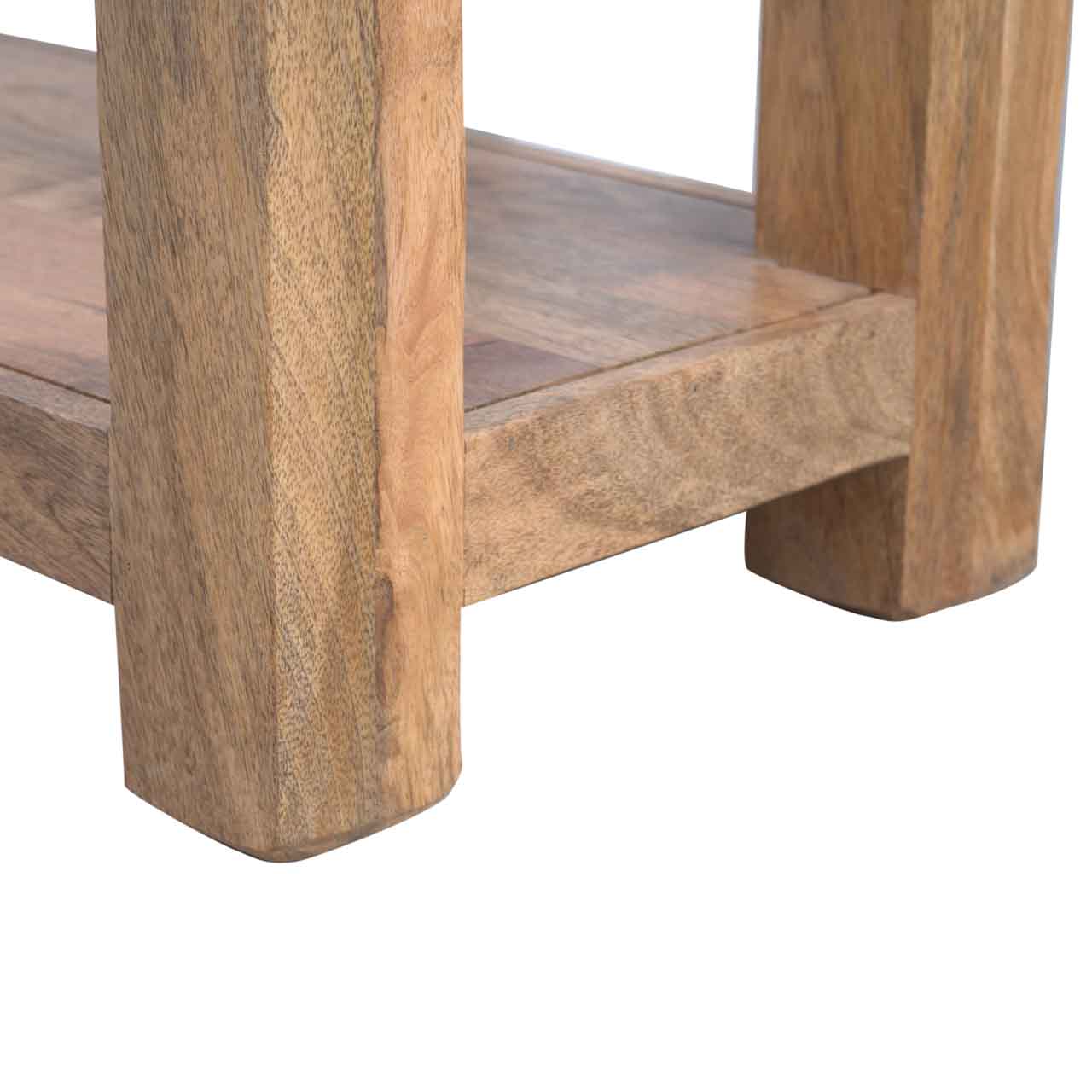 Functional 3 Drawer Hallway Console in Solid Mango Wood - product view 6 showing handcrafted solid mango wood furniture