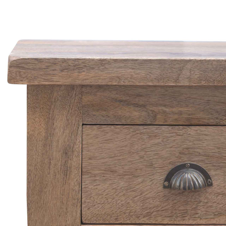 Functional 3 Drawer Hallway Console in Solid Mango Wood - product view 5 showing handcrafted solid mango wood furniture