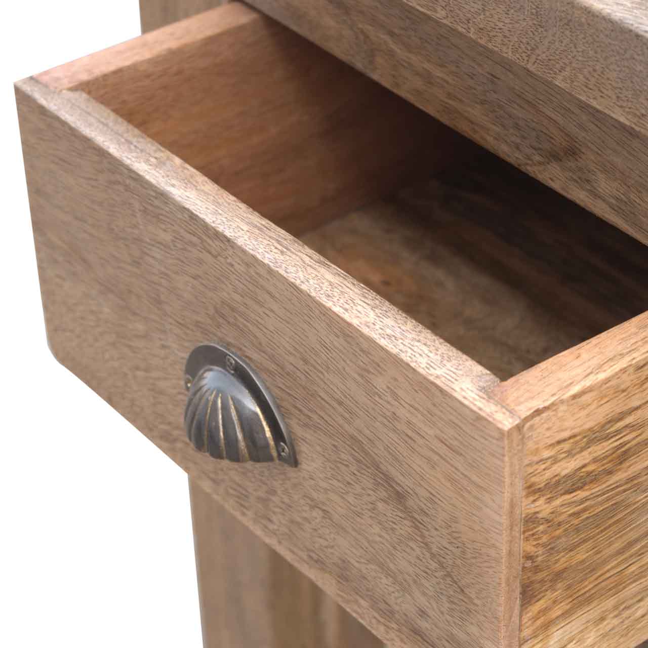 Functional 3 Drawer Hallway Console in Solid Mango Wood - product view 4 showing handcrafted solid mango wood furniture