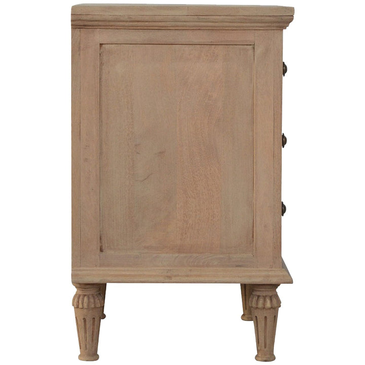 Functional 3 Drawer Mango Wood Nightstand - Solid Mango Wood Bedside Table for Bedroom - product view 7 showing...