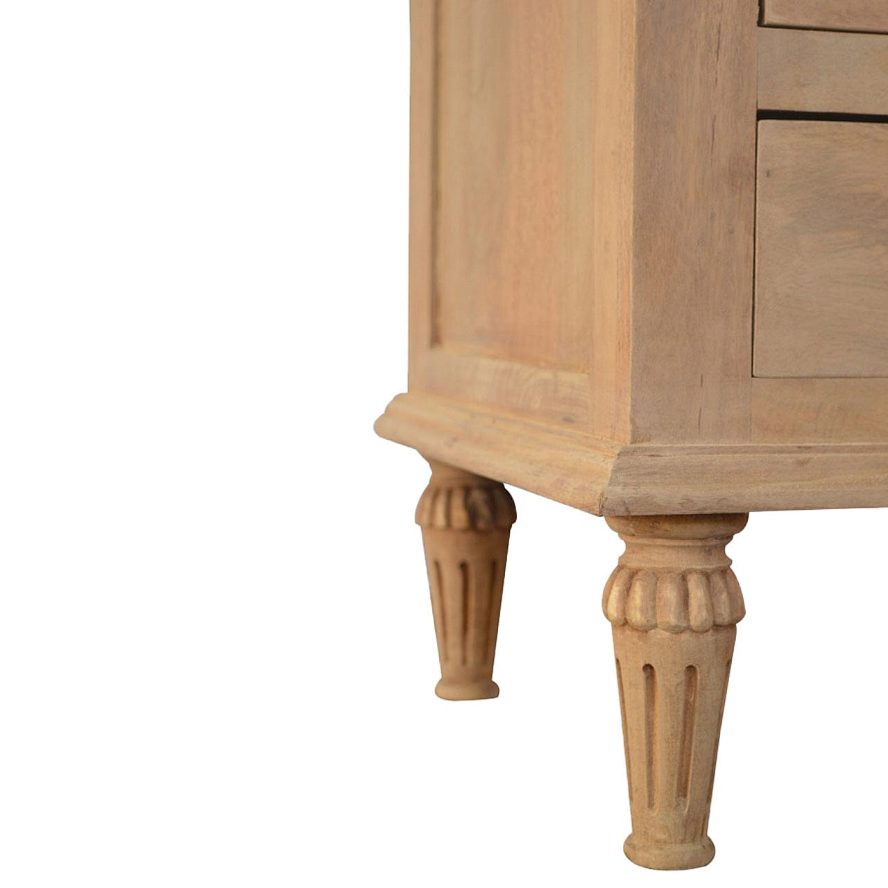 Functional 3 Drawer Mango Wood Nightstand - Solid Mango Wood Bedside Table for Bedroom - product view 6 showing...
