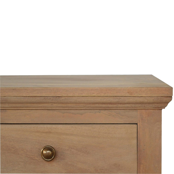 Functional 3 Drawer Mango Wood Nightstand - Solid Mango Wood Bedside Table for Bedroom - product view 4 showing...