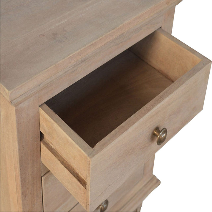 Functional 3 Drawer Mango Wood Nightstand - Solid Mango Wood Bedside Table for Bedroom - product view 3 showing...