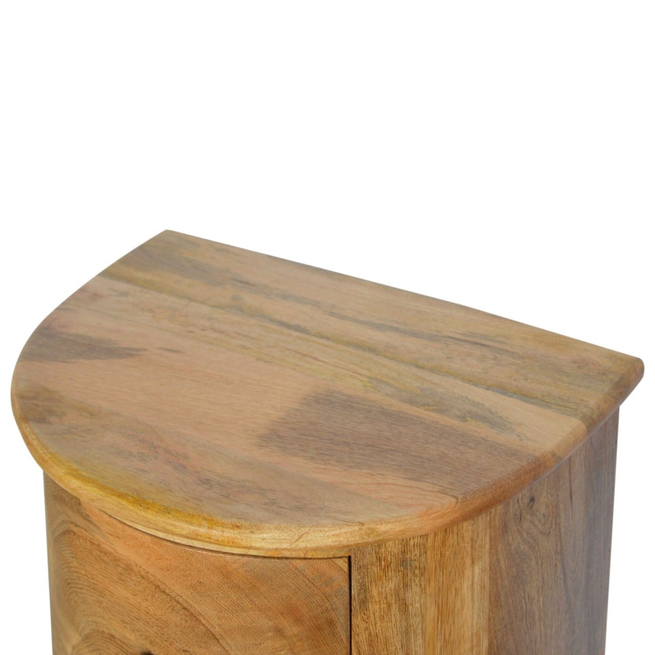 Functional 3 Drawer Serpentine Drum Dresser - Solid Mango Wood Storage Chest for Bedroom - product view 6 showing...