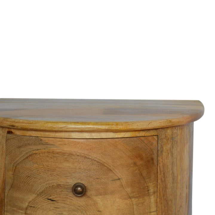 Functional 3 Drawer Serpentine Drum Dresser - Solid Mango Wood Storage Chest for Bedroom - product view 4 showing...