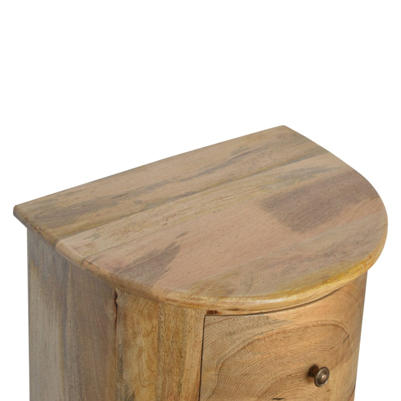 Functional 3 Drawer Serpentine Drum Dresser - Solid Mango Wood Storage Chest for Bedroom - product view 2 showing...