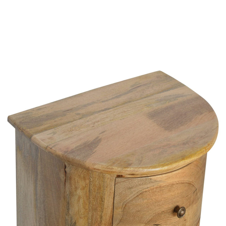 Functional 3 Drawer Serpentine Drum Dresser - Solid Mango Wood Storage Chest for Bedroom - product view 2 showing...