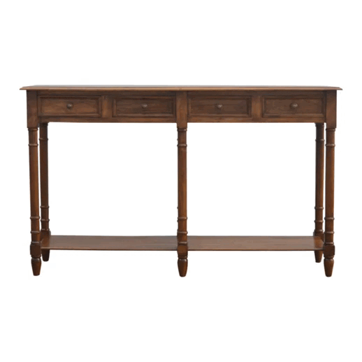 Functional 4 Drawer Hallway Console Table - Solid Mango Wood Hallway Console for Entryway - product view 9 showing...